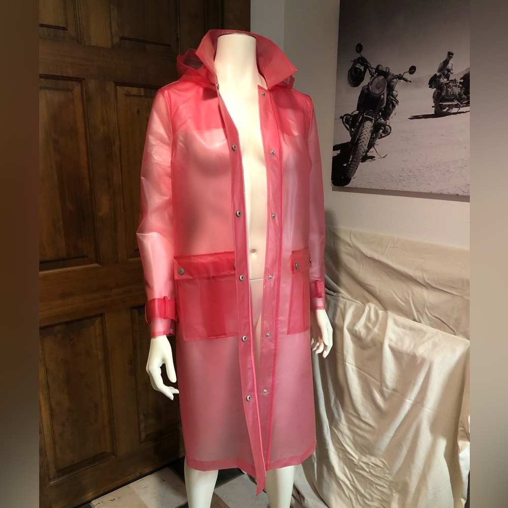 Avec Les Filles Transparent Pink Trench Raincoat